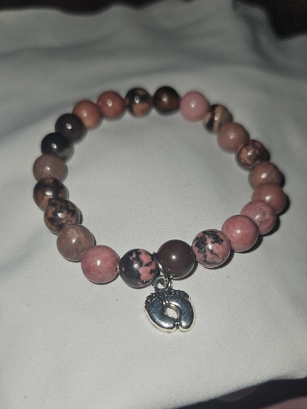 Pink Rhodonite Bead Bracelet